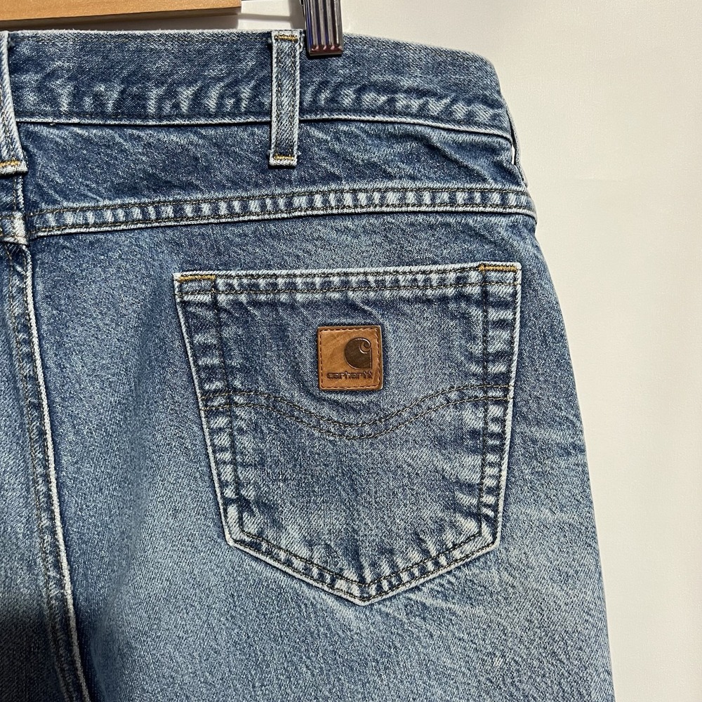VTG Y2K‎ Carhartt B17 DST Light Washed Blue Denim Work Jeans Size 36x34 - Picture 9 of 10